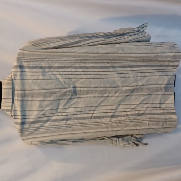 DREW Catalina Striped 3/4 Sleeve Linen Tie Sleeve Blazer Jacket M Blue White - Picture 3 of 6